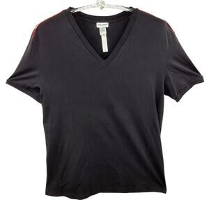 Vintage D&G Logo‎ Knit Black V Neck Short Sleeve Top Streetwear Luxe Statement